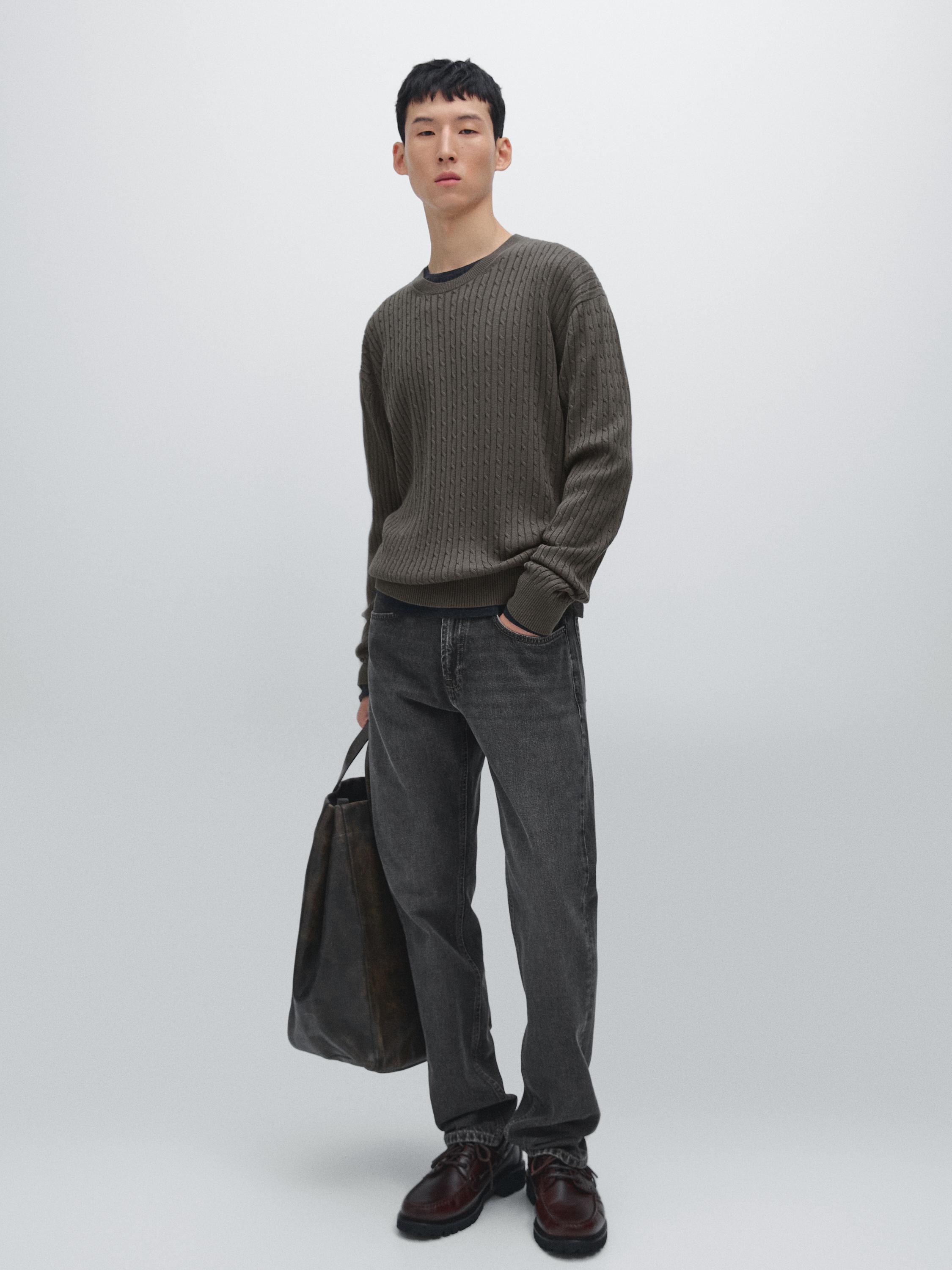 Свитер косой вязки из хлопковой смесовой ткани Massimo Dutti, Faded Green 
Свитер косой вязки из хлопковой смесовой ткани Massimo Dutti, Faded Green