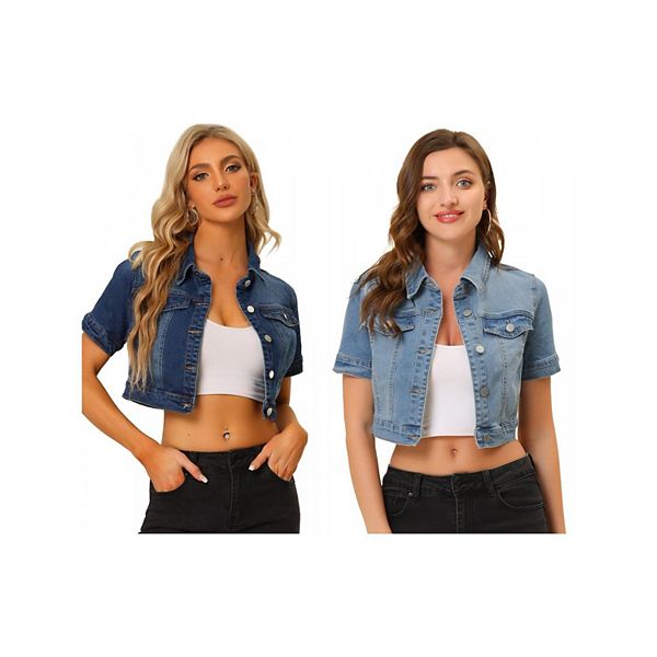 2 упаковки женской джинсовой куртки-кроп с короткими рукавами на пуговицах Inspire Chic, Light Blue Dark Blue
2 упаковки женской джинсовой куртки-кроп с короткими рукавами на пуговицах Inspire Chic, Light Blue Dark Blue