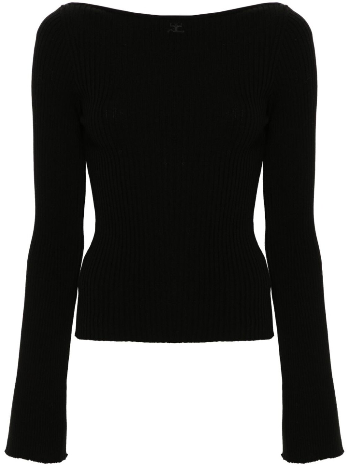 Топ в рубчик с вырезом-лодочкой Courrèges, черный
Топ в рубчик с вырезом-лодочкой Courrèges, черный
