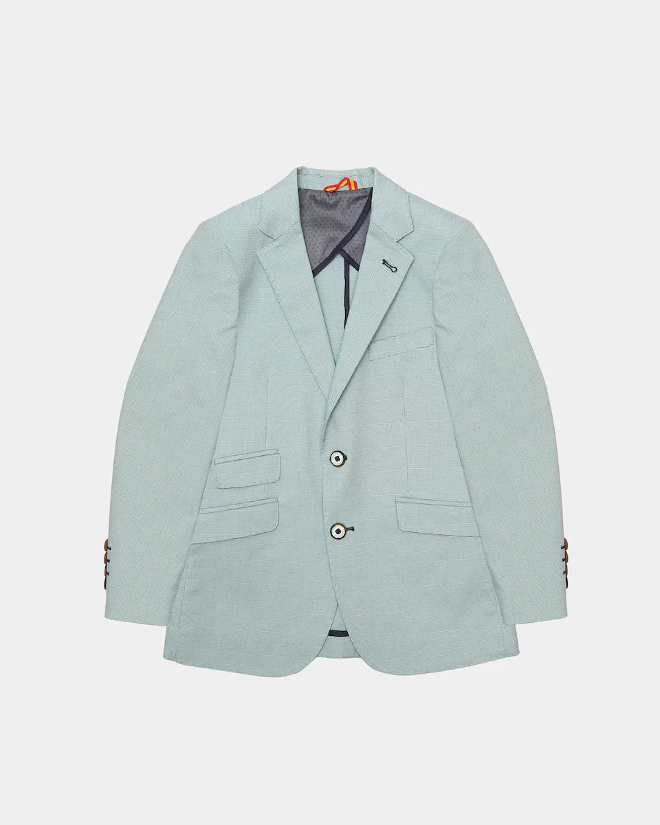 Блейзер для мальчика с лацканами из структурированной ткани Spagnolo, светло-голубой
Блейзер для мальчика с лацканами из структурированной ткани Spagnolo, светло-голубой