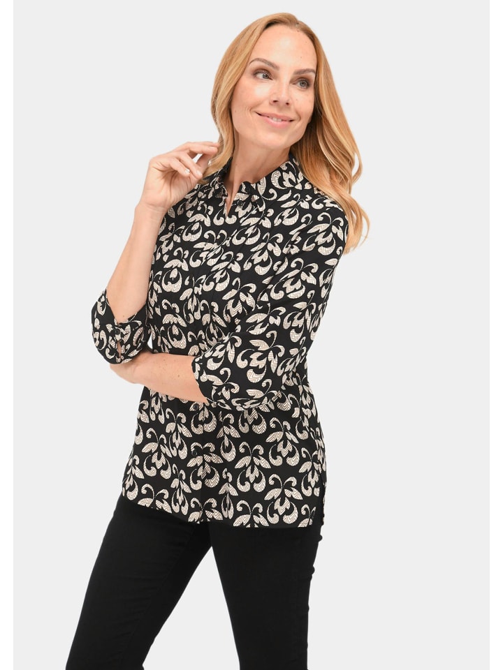 GOLDNER Укороченный размер: блузка с принтом, блузка-рубашка, с полной застежкой на пуговицы, черно-песочного цвета
GOLDNER Укороченный размер: блузка с принтом, блузка-рубашка, с полной застежкой на пуговицы, черно-песочного цвета