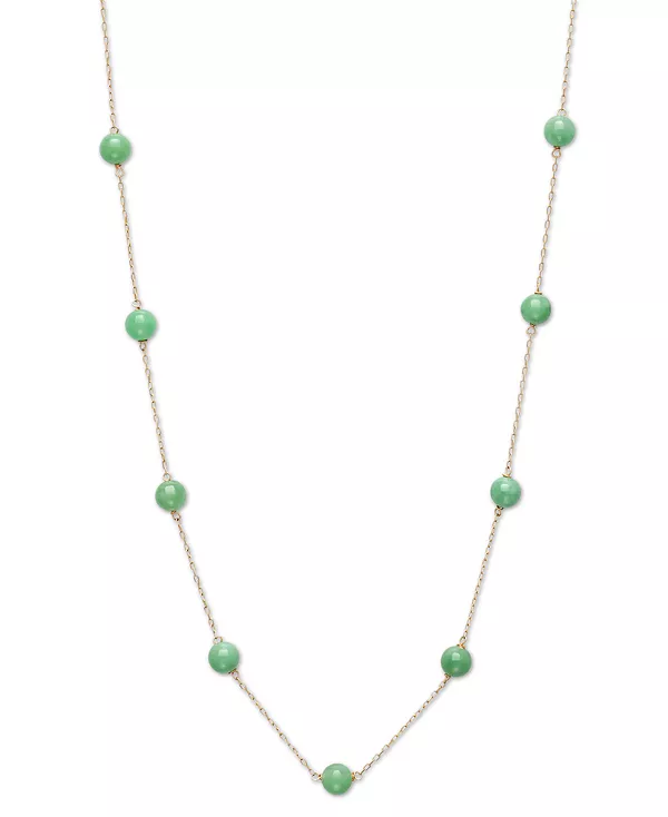 Ожерелье-Воротник из 18-дюймовых бусин из окрашенного зеленого нефрита, выполненное из 10-каратного золота Macy'S, jade
Ожерелье-Воротник из 18-дюймовых бусин из окрашенного зеленого нефрита, выполненное из 10-каратного золота Macy'S, jade