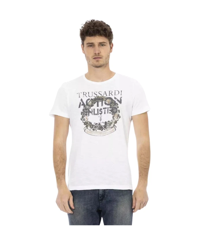 Стильная белая футболка с принтом на передней части. Trussardi, белый
Стильная белая футболка с принтом на передней части. Trussardi, белый