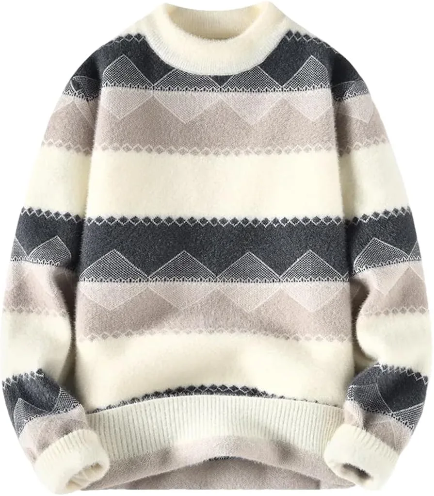 Мужской свитер с круглым вырезом, утепленный и свободный
Мужской свитер с круглым вырезом, утепленный и свободный