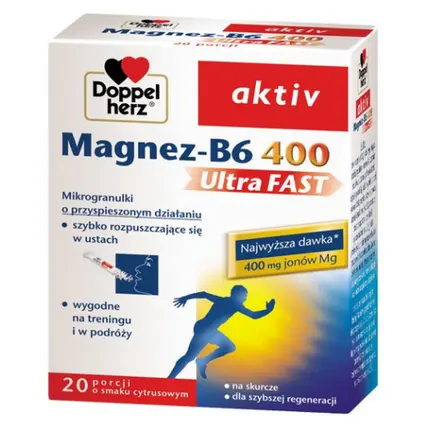 MAGNEZ B6 400 Магний 20 пакетиков - Нервная система, Стресс, Мышцы, Судороги, Сердце Queisser
MAGNEZ B6 400 Магний 20 пакетиков - Нервная система, Стресс, Мышцы, Судороги, Сердце Queisser