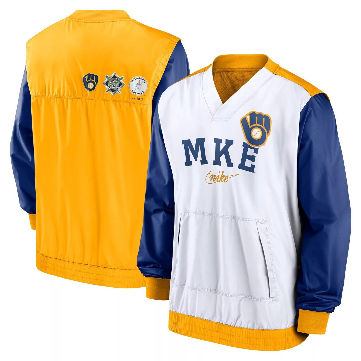 Мужской белый/золотой пуловер с v-образным вырезом Milwaukee Brewers Rewind Warmup Jacket Nike
Мужской белый/золотой пуловер с v-образным вырезом Milwaukee Brewers Rewind Warmup Jacket Nike
