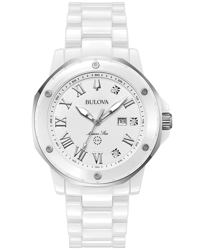 Женские часы Marine Star Marc Anthony Series с бриллиантовыми вставками, белый керамический браслет, 36 мм Bulova
Женские часы Marine Star Marc Anthony Series с бриллиантовыми вставками, белый керамический браслет, 36 мм Bulova