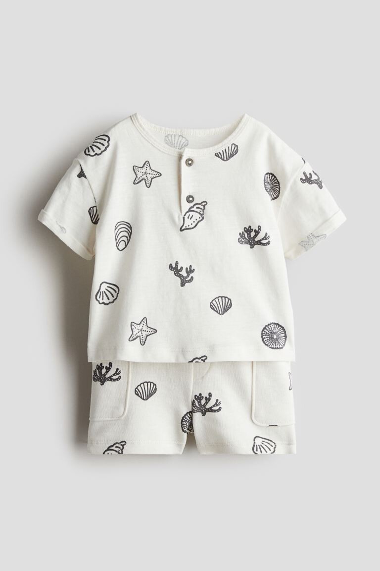 Костюм-Двойка из хлопкового трикотажа H&M, белый
Костюм-Двойка из хлопкового трикотажа H&M, белый