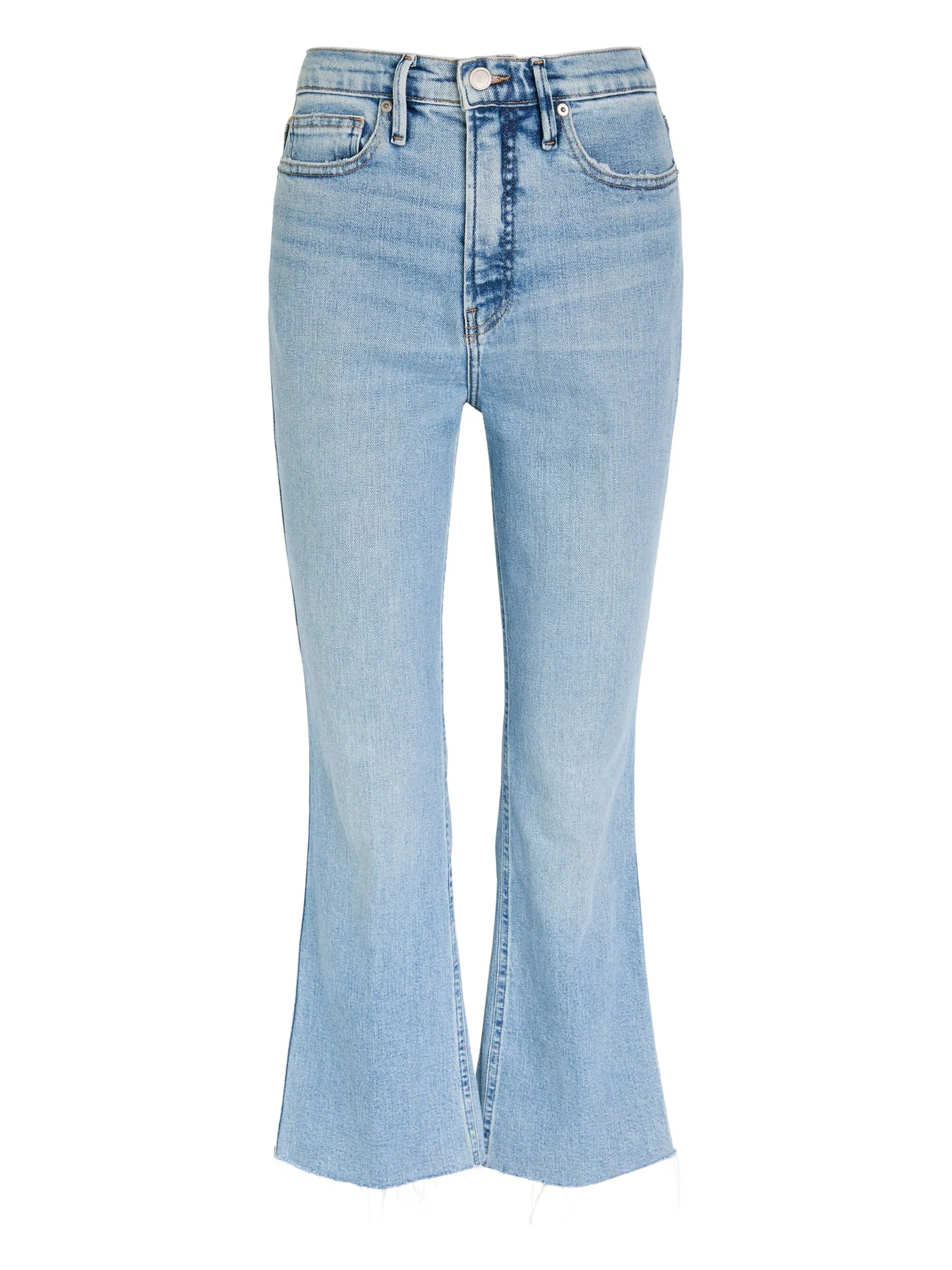 Расклешенные джинсы с бахромой Good American, синий
Расклешенные джинсы с бахромой Good American, синий