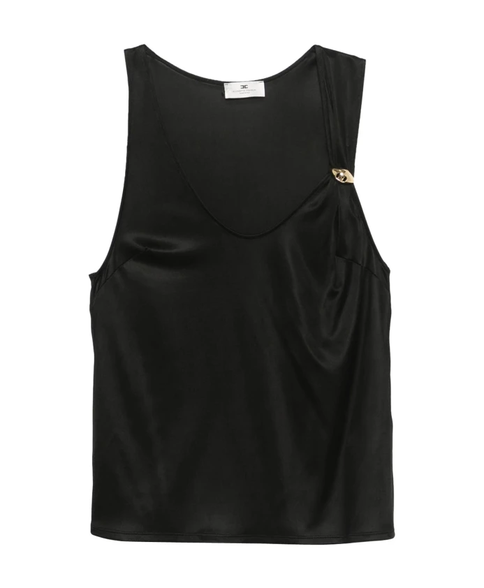 Черный трикотажный топ с ювелирными деталями Elisabetta Franchi, черный
Черный трикотажный топ с ювелирными деталями Elisabetta Franchi, черный