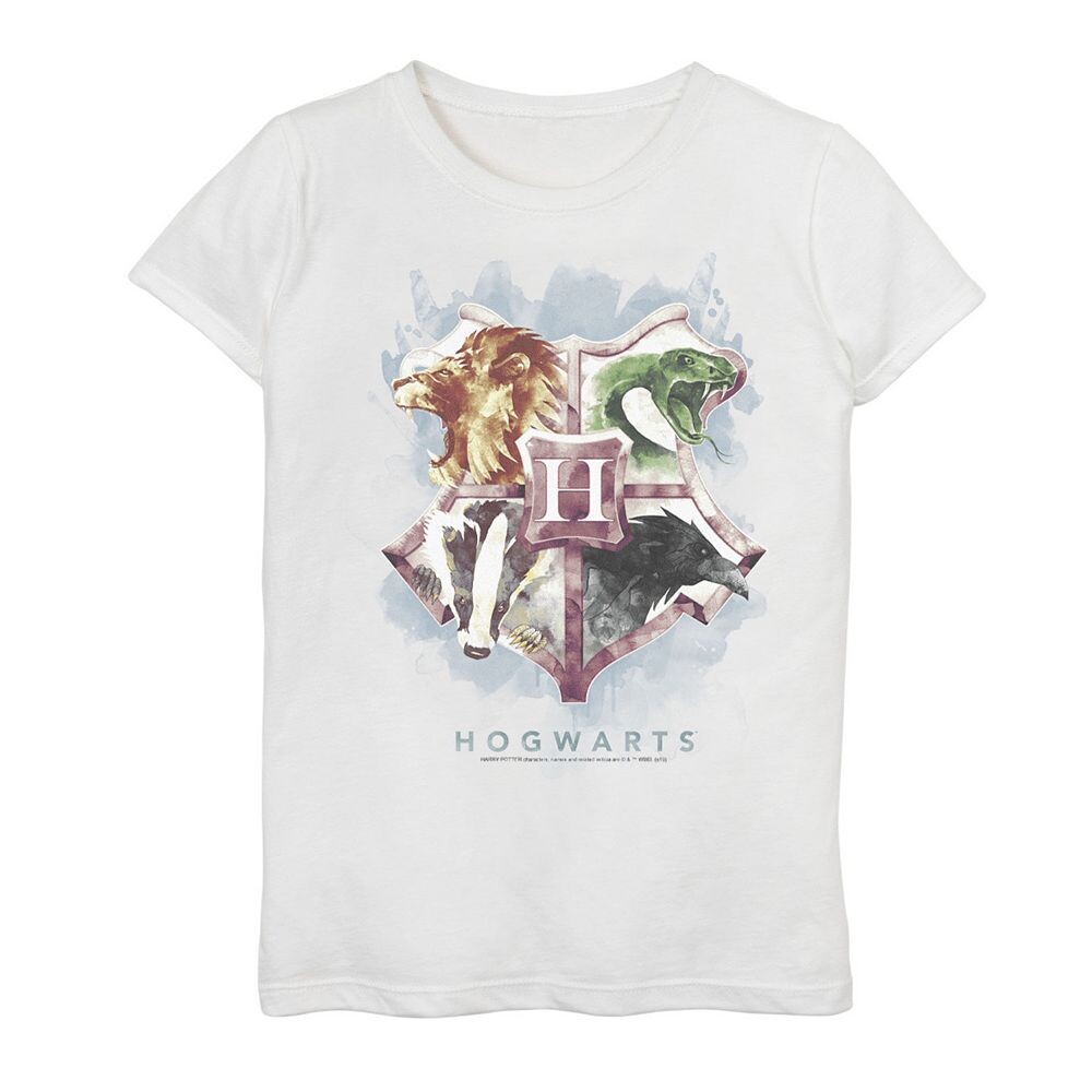 Футболка с акварельным рисунком и гербом Хогвартса для девочек 7–16 лет «Гарри Поттер» Harry Potter, белый 
Футболка с акварельным рисунком и гербом Хогвартса для девочек 7–16 лет «Гарри Поттер» Harry Potter, белый