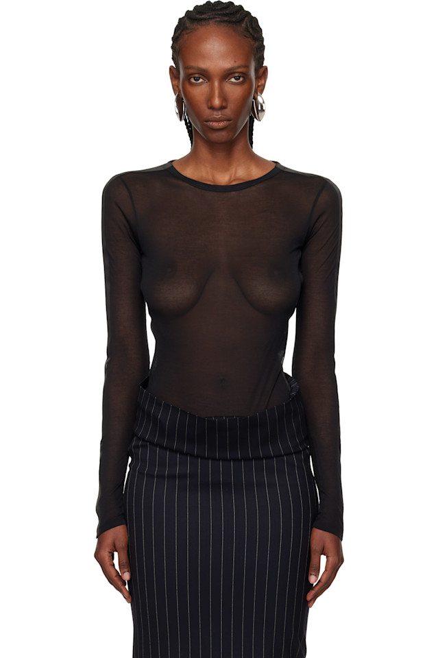 Боди в стиле смокинга Mugler, черный
Боди в стиле смокинга Mugler, черный