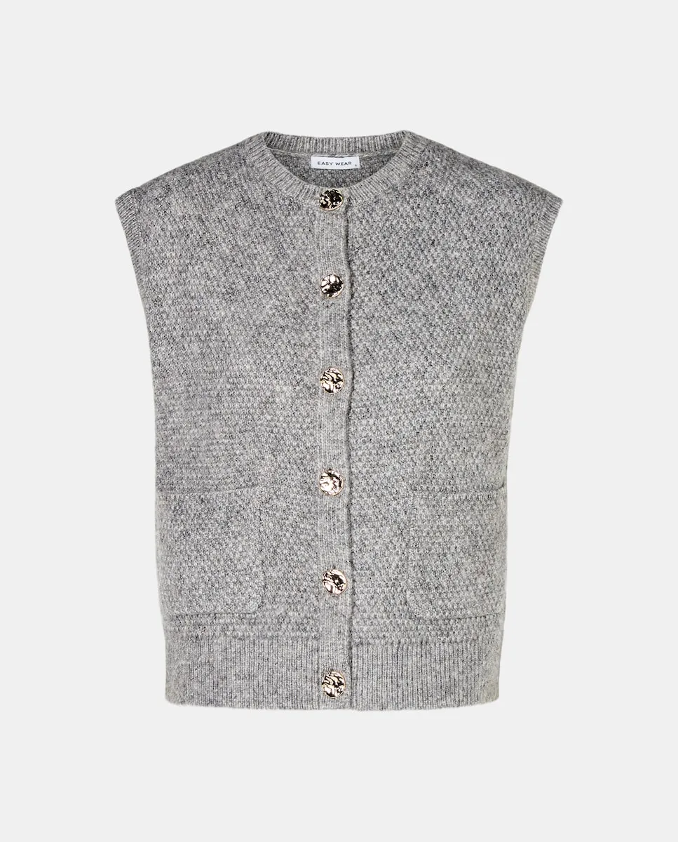 Женский вязаный жилет с металлической пуговицей Easy Wear, светло-серый
Женский вязаный жилет с металлической пуговицей Easy Wear, светло-серый