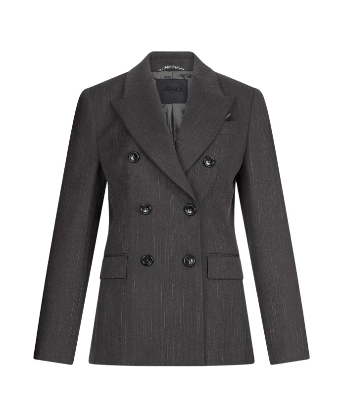 Двубортный блейзер из вискозы в полоску Liu Jo, серый
Двубортный блейзер из вискозы в полоску Liu Jo, серый