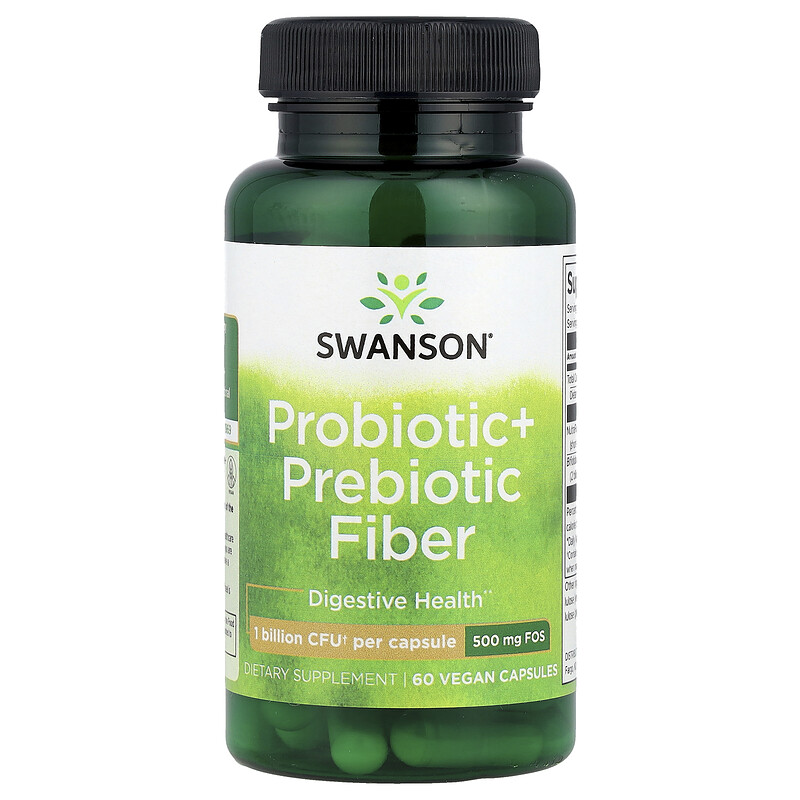 Swanson, Пробиотик и пребиотическая клетчатка, 60 веганских капсул
Swanson, Пробиотик и пребиотическая клетчатка, 60 веганских капсул