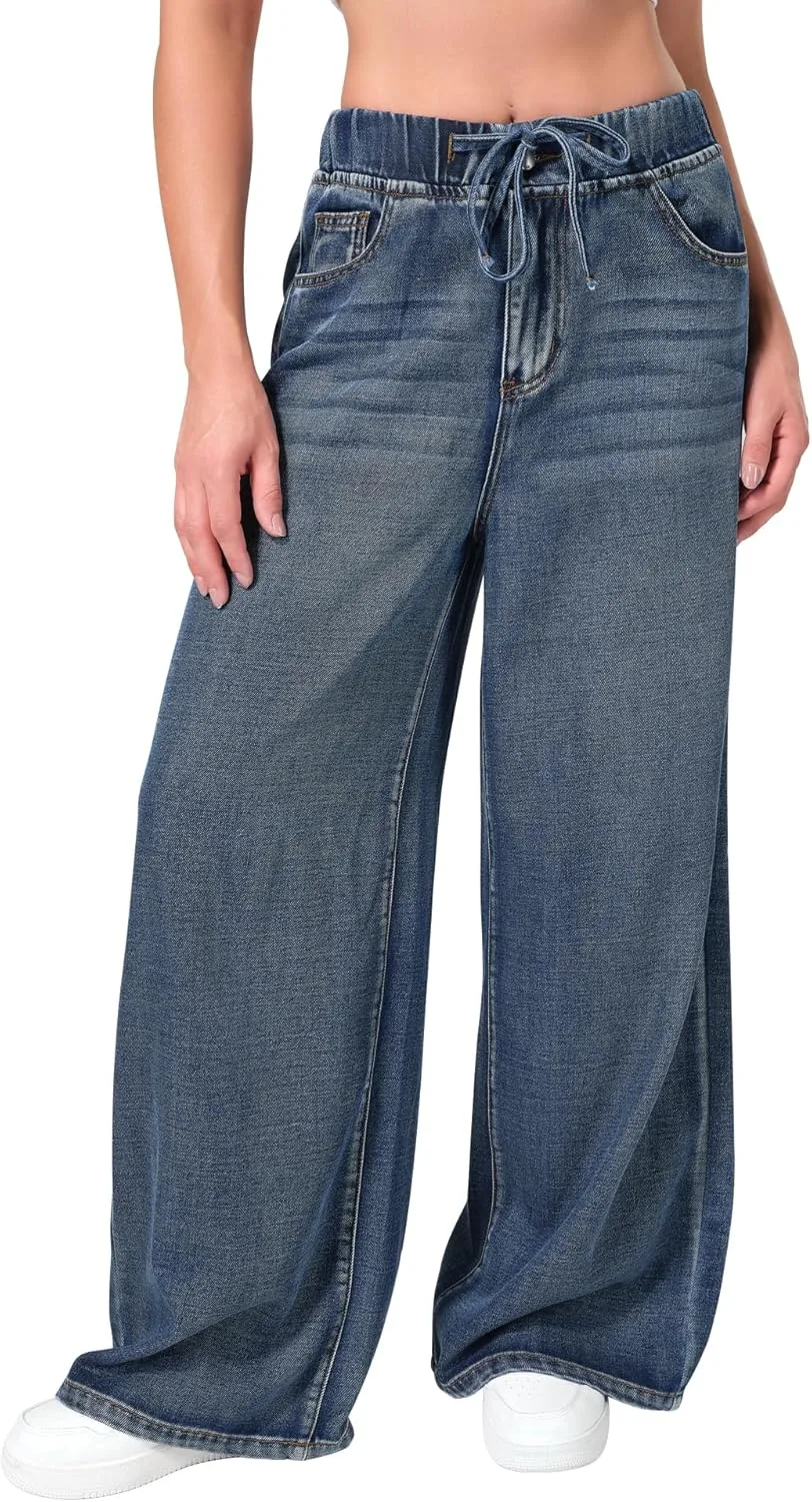 Roswear женские широкие джинсы без стретча, как спортивные штаны, с эластичным поясом
Roswear женские широкие джинсы без стретча, как спортивные штаны, с эластичным поясом