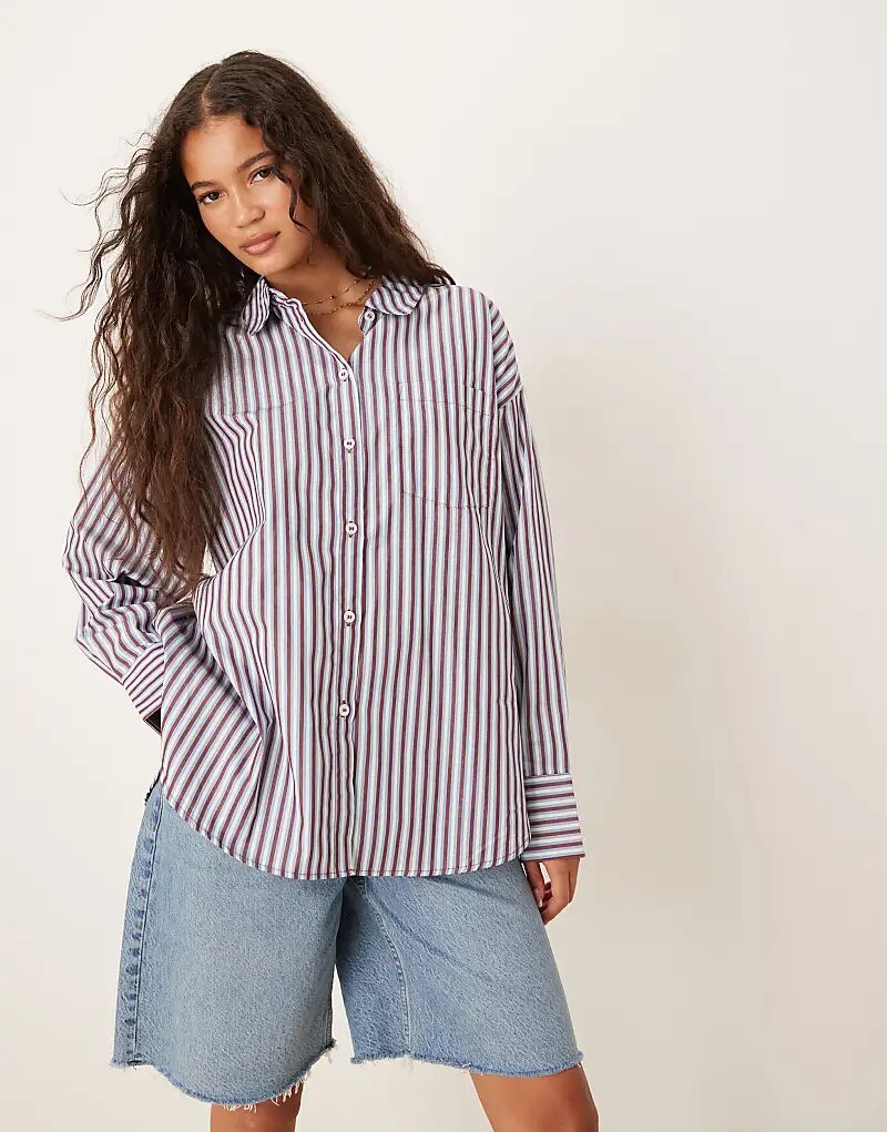 Рубашка-оксфорд свободного кроя AWARE в сине-бордовую полоску 
Рубашка-оксфорд свободного кроя AWARE в сине-бордовую полоску