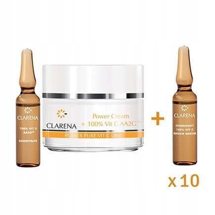 Омолаживающий и осветляющий набор Power Cream + 100% VIT C - 50 мл + 1,5 мл + Night 100% VIT C Shock Serum - 10 х 3 мл, Clarena
Омолаживающий и осветляющий набор Power Cream + 100% VIT C - 50 мл + 1,5 мл + Night 100% VIT C Shock Serum - 10 х 3 мл, Clarena