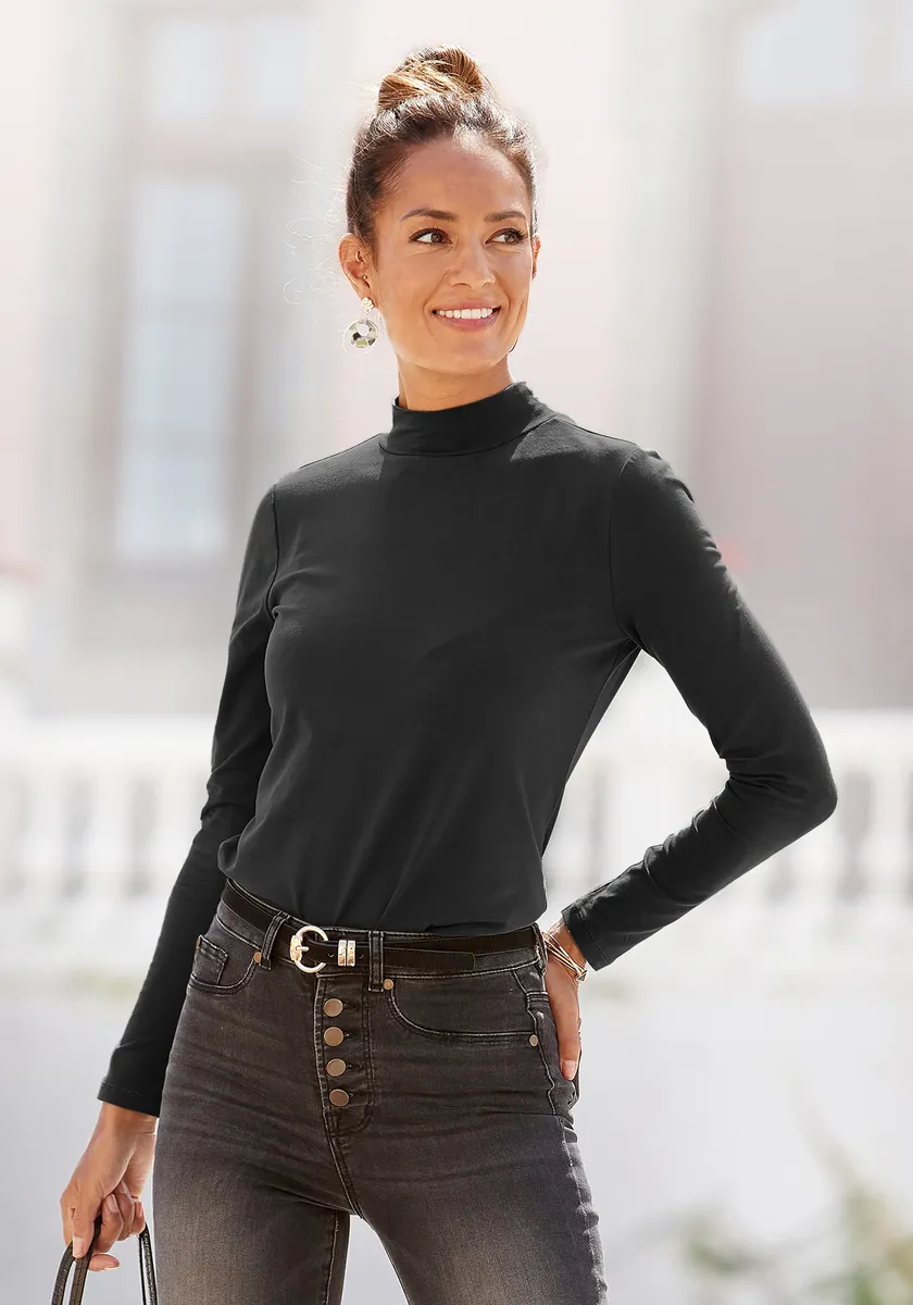 LASCANA рубашка с воротником стойкой, черный
LASCANA рубашка с воротником стойкой, черный