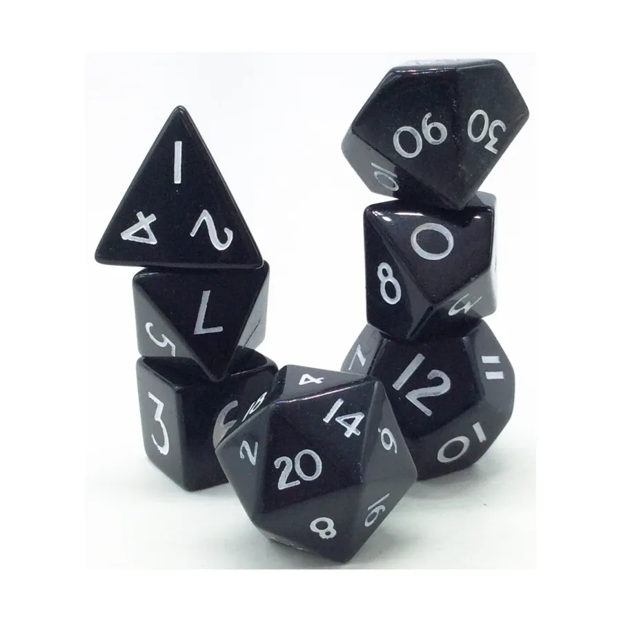 Набор Poly — обсидиан с белым (7), Semi Precious Stone Dice (Level Up Dice)
Набор Poly — обсидиан с белым (7), Semi Precious Stone Dice (Level Up Dice)