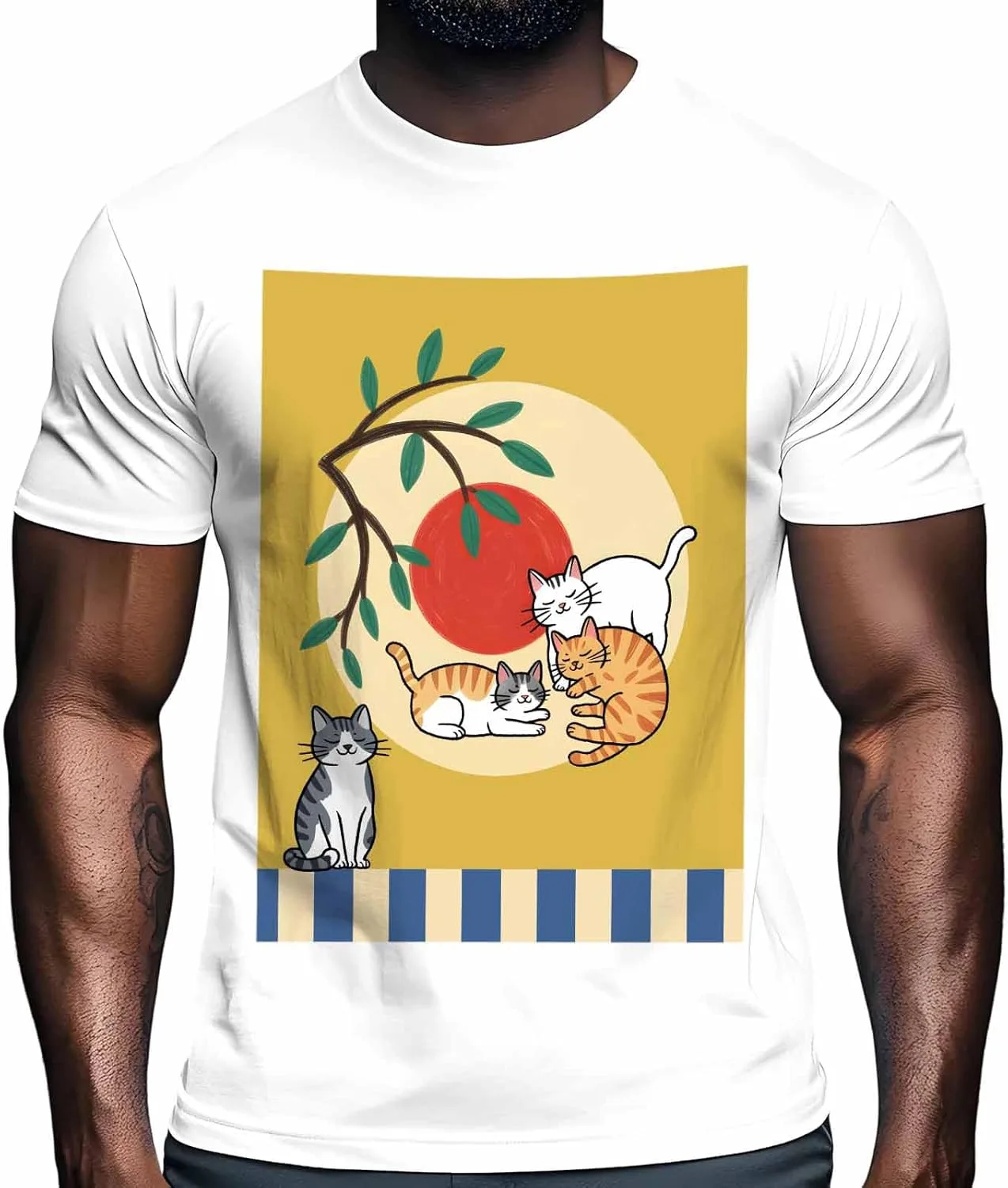 Футболка для мужчин, японский стиль, кот, круглый вырез, хлопок, короткий рукав, милый котенок, синие полоски NITBANLA
Футболка для мужчин, японский стиль, кот, круглый вырез, хлопок, короткий рукав, милый котенок, синие полоски NITBANLA