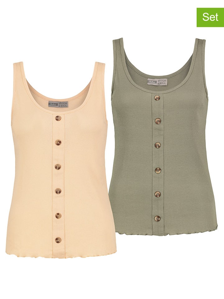 Топ Stitch & Soul, цвет oliv/apricot 
Топ Stitch & Soul, цвет oliv/apricot