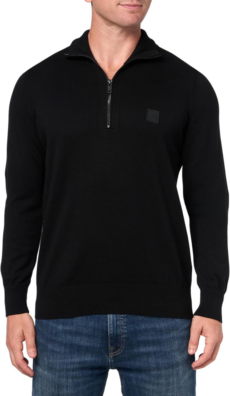 BOSS мужской квадратный логотип хлопковый смесовый свитер с молнией на четверть, Black Sky
BOSS мужской квадратный логотип хлопковый смесовый свитер с молнией на четверть, Black Sky