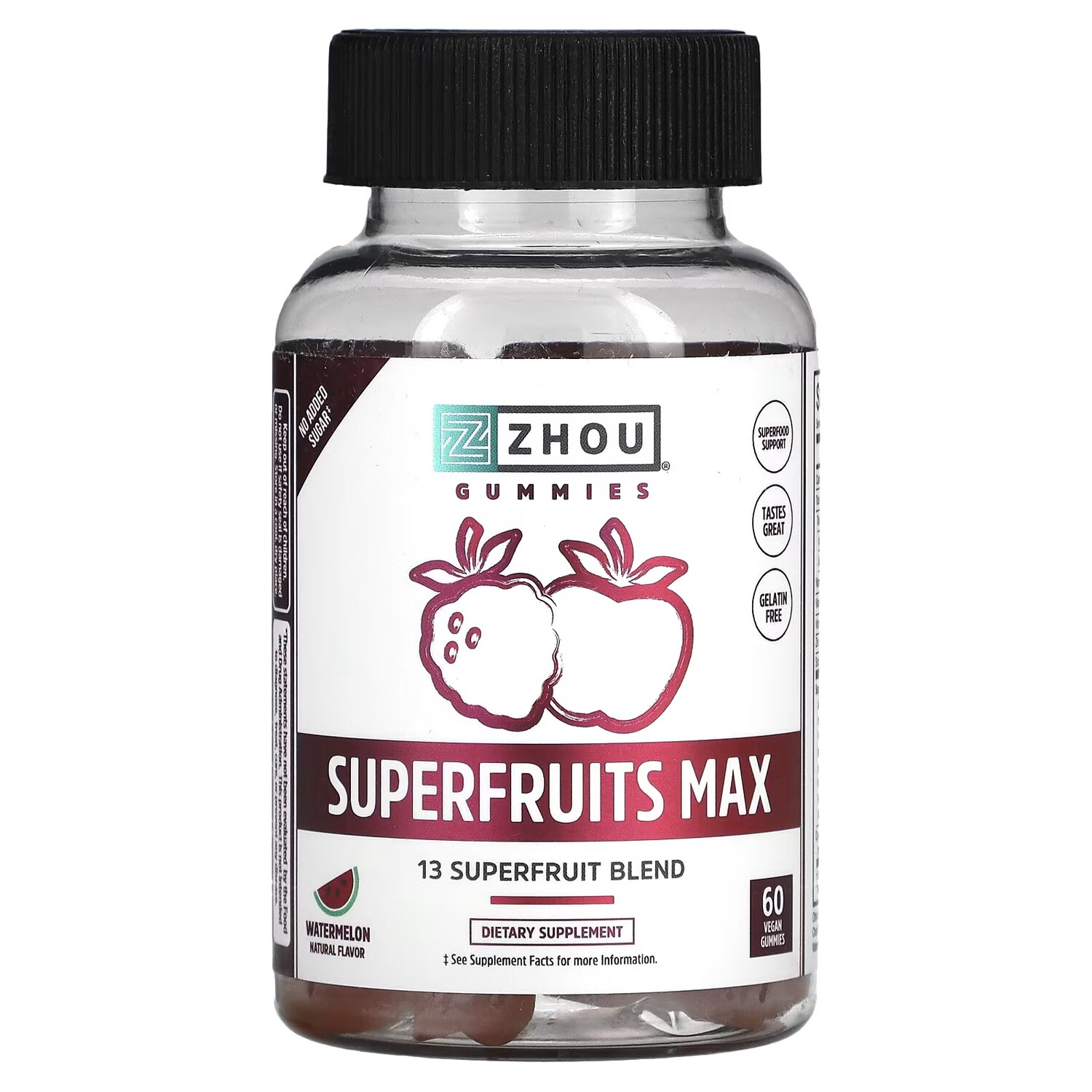 Добавка Zhou Nutrition Superfruits Max Watermelon, 60 жевательных конфет
Добавка Zhou Nutrition Superfruits Max Watermelon, 60 жевательных конфет