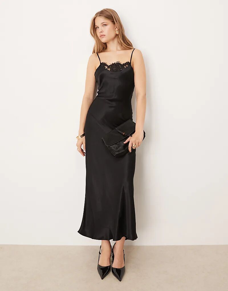 Платье-комбинация макси из атласа с кружевной отделкой ASOS DESIGN черного цвета
Платье-комбинация макси из атласа с кружевной отделкой ASOS DESIGN черного цвета