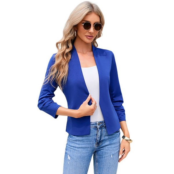 Женский укороченный пиджак без воротника с 3/4 рукавом для офиса Yesfashion, Blue
Женский укороченный пиджак без воротника с 3/4 рукавом для офиса Yesfashion, Blue
