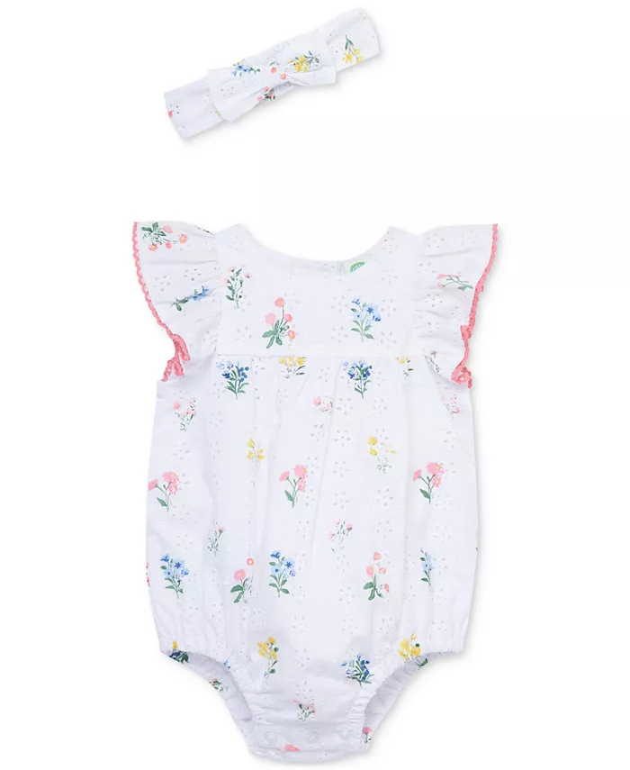 Детский комплект для девочек: хлопковый комбинезон с цветочным кружевом и повязка на голову, 2 предмета Little Me, белый
Детский комплект для девочек: хлопковый комбинезон с цветочным кружевом и повязка на голову, 2 предмета Little Me, белый