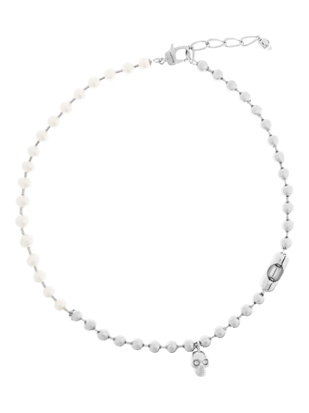 Колье с черепом и жемчугом Alexander Mcqueen, серебристый
Колье с черепом и жемчугом Alexander Mcqueen, серебристый