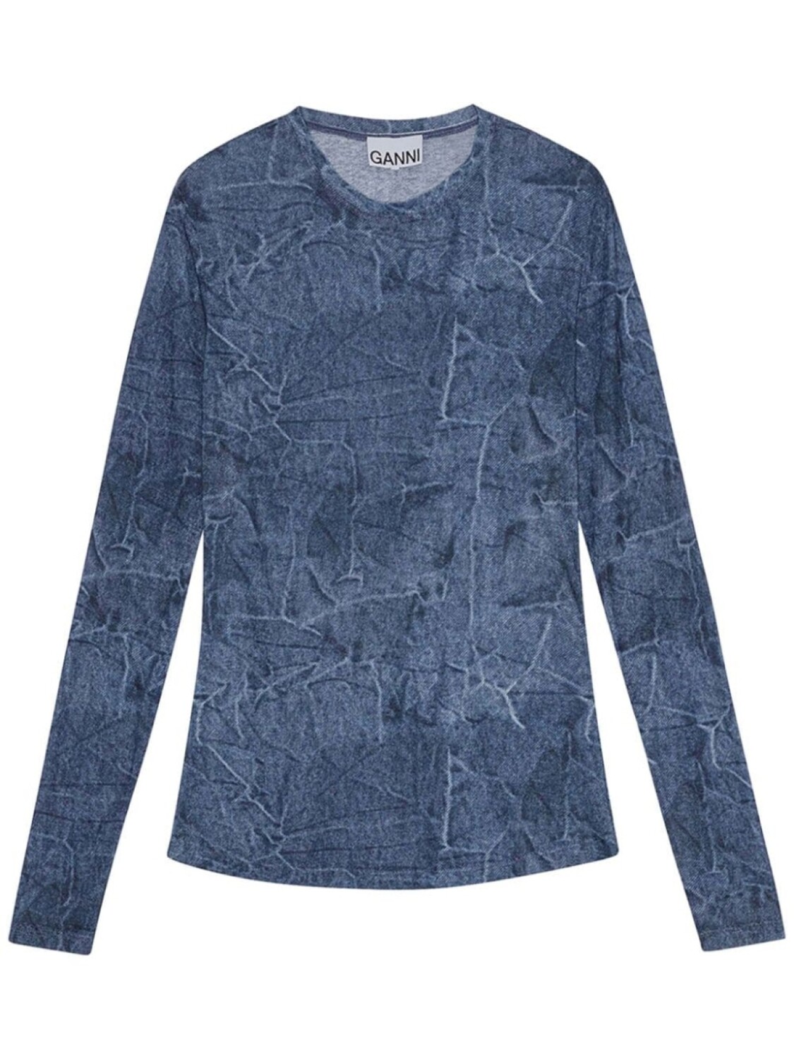 Сетчатый топ с принтом GANNI, синий 
Сетчатый топ с принтом GANNI, синий