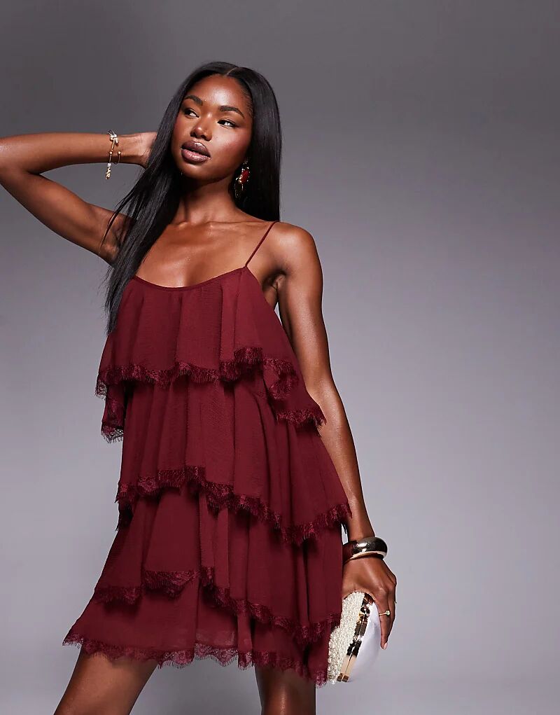 Мини-платье ASOS DESIGN из шифона и кружева с многоярусными оборками темно-вишневого цвета
Мини-платье ASOS DESIGN из шифона и кружева с многоярусными оборками темно-вишневого цвета