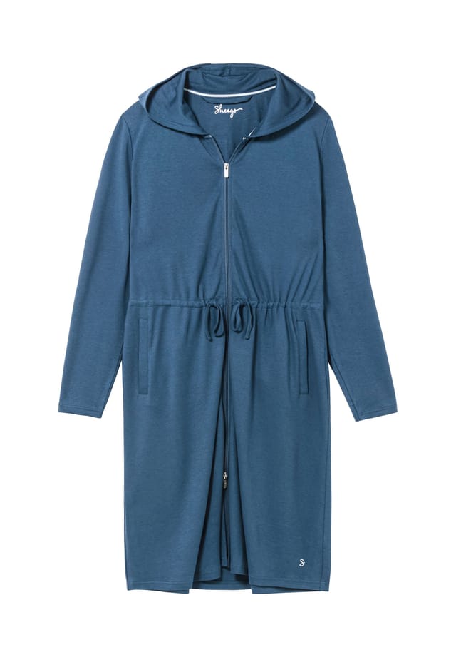 Халат на молнии из ткани интерлок Sheego, голубой
Халат на молнии из ткани интерлок Sheego, голубой