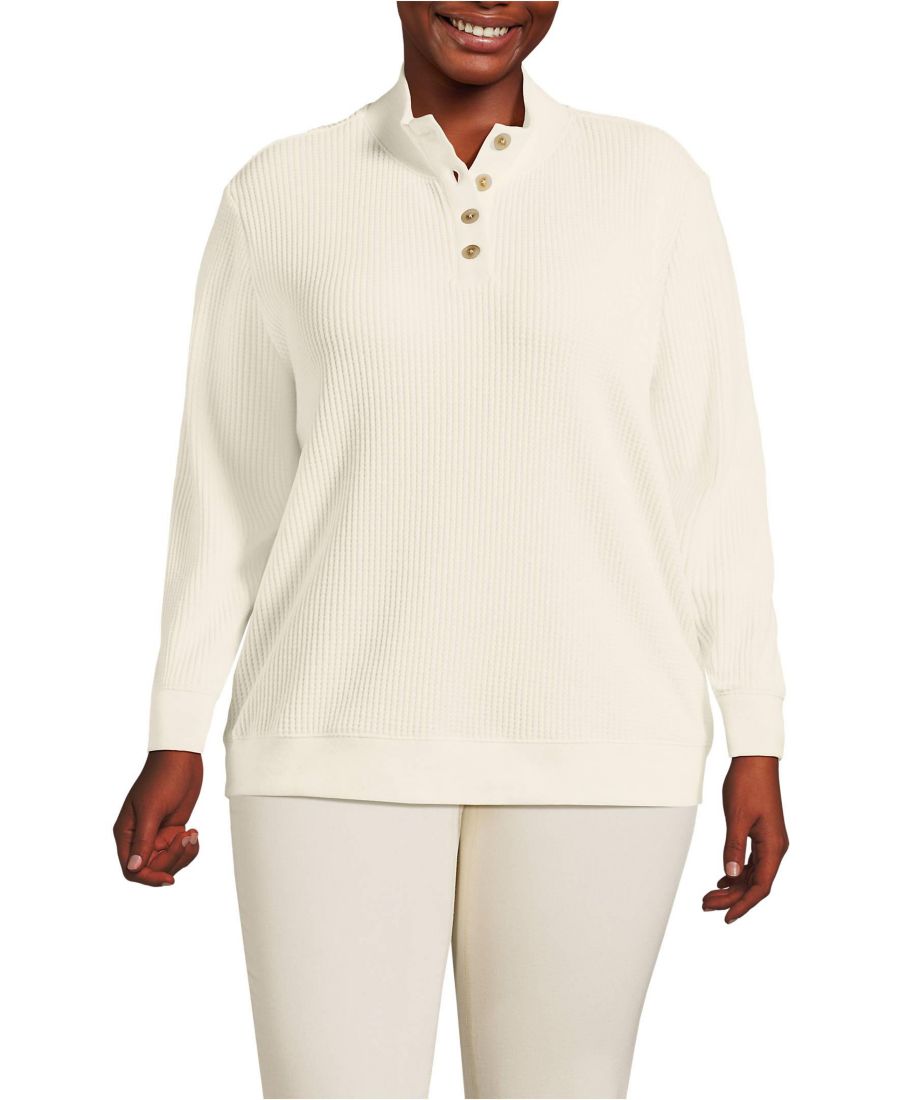 Женская блузка большого размера из вафельной вязки с планкой на пуговицах Lands' End, Fresh ivory
Женская блузка большого размера из вафельной вязки с планкой на пуговицах Lands' End, Fresh ivory