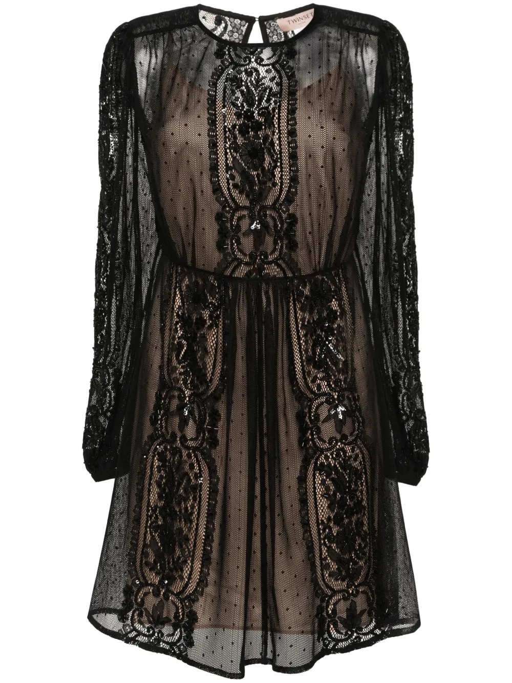 Платье мини с цветочным кружевом Twinset, черный
Платье мини с цветочным кружевом Twinset, черный