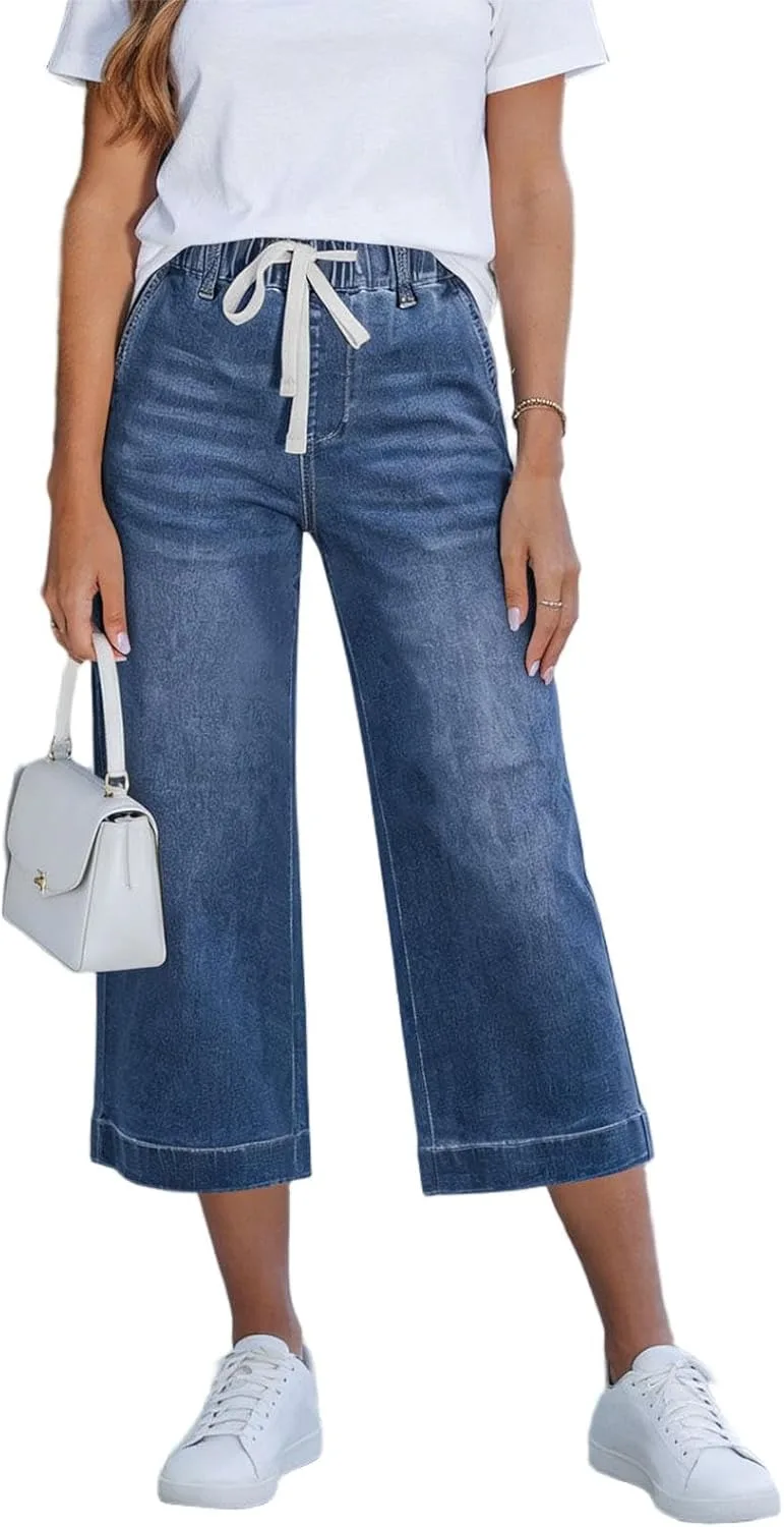 Джинсы Capri для женщин High Waisted Wide Leg с кулиской
Джинсы Capri для женщин High Waisted Wide Leg с кулиской