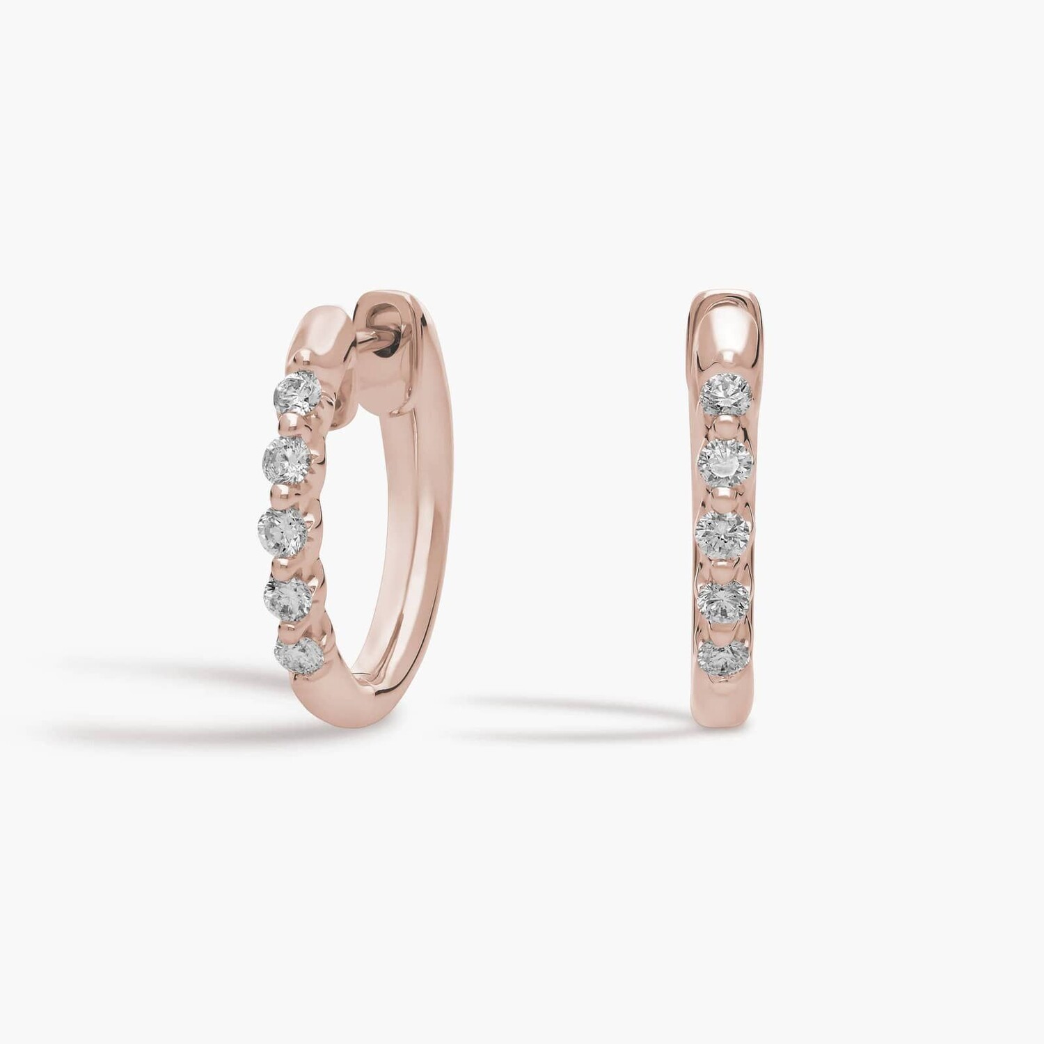 Серьги-кольца с плавающими бриллиантами, обращенными вперед, из 14-каратного розового золота (1/4 карата, Tw) Blue Nile