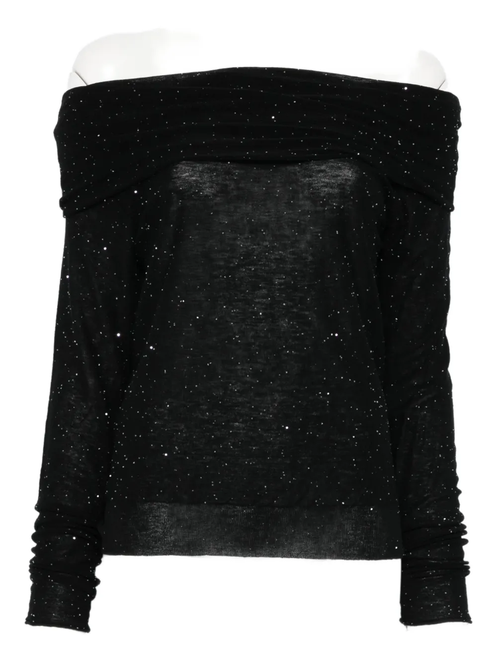 Шерстяной топ с пайетками и открытыми плечами Roberto Collina, черный
Шерстяной топ с пайетками и открытыми плечами Roberto Collina, черный