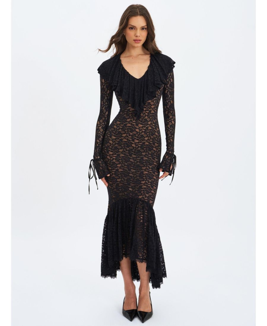 Женское длинное платье Parisa черного цвета с кружевом и оборками в стиле русалка Miss Circle, Black
Женское длинное платье Parisa черного цвета с кружевом и оборками в стиле русалка Miss Circle, Black