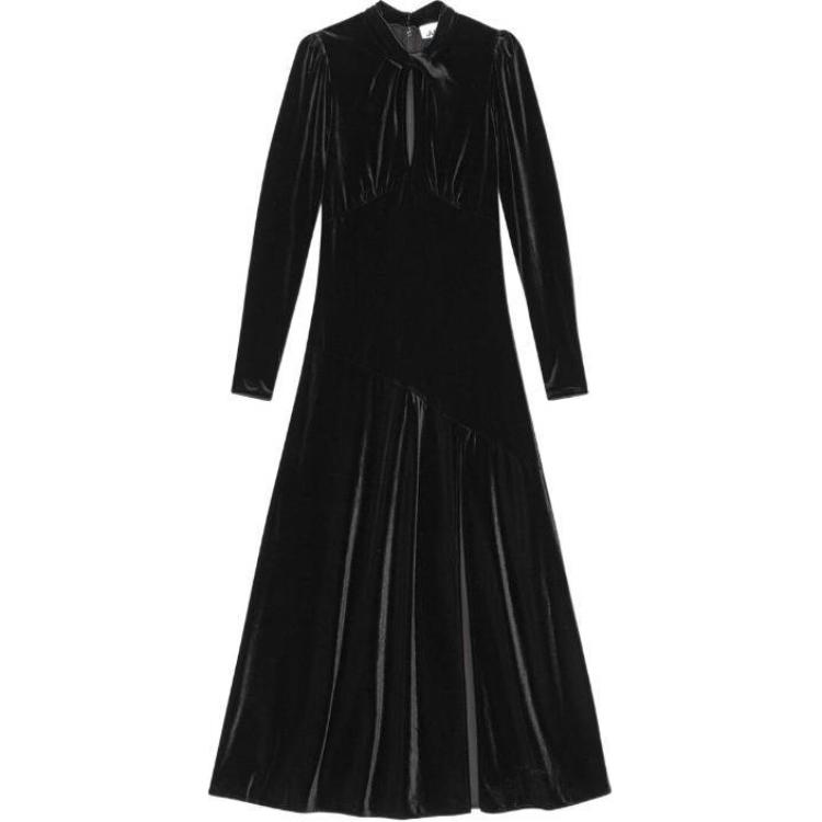 Бархатное длинное платье GANNI, черное
Бархатное длинное платье GANNI, черное