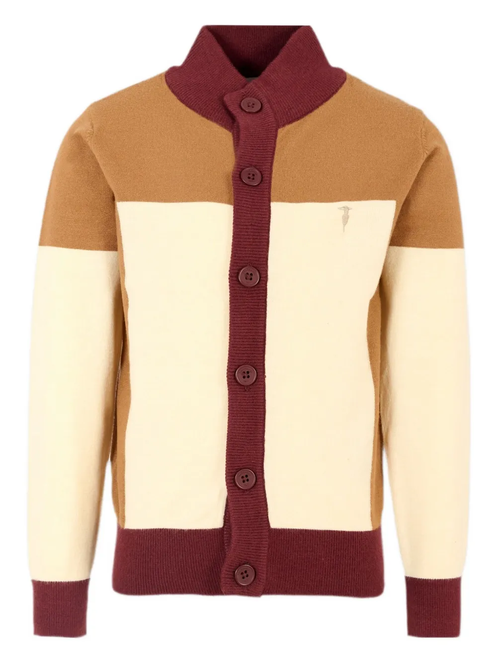 Кардиган с цветными блоками на пуговицах TRUSSARDI JUNIOR, нейтральный 
Кардиган с цветными блоками на пуговицах TRUSSARDI JUNIOR, нейтральный