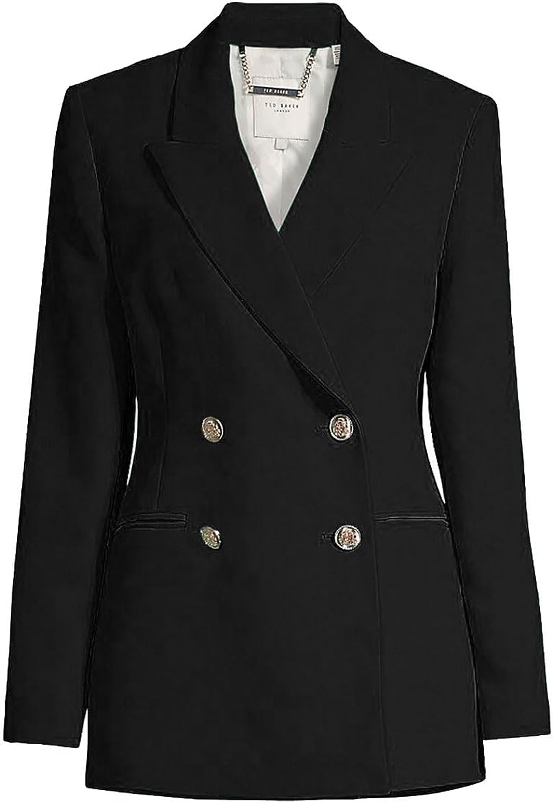 Ted Baker Женский однотонный черный двубортный блейзер Llayla с тиснеными пуговицами
Ted Baker Женский однотонный черный двубортный блейзер Llayla с тиснеными пуговицами