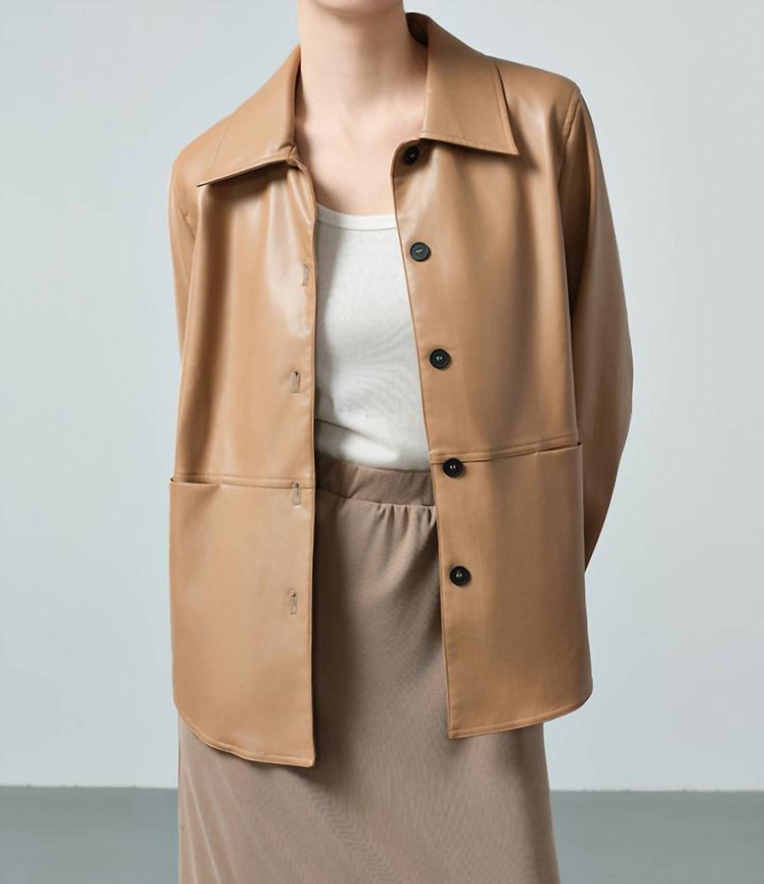 Куртка из искусственной кожи на пуговицах цвета верблюжьей шерсти Active Basic, коричневый
Куртка из искусственной кожи на пуговицах цвета верблюжьей шерсти Active Basic, коричневый