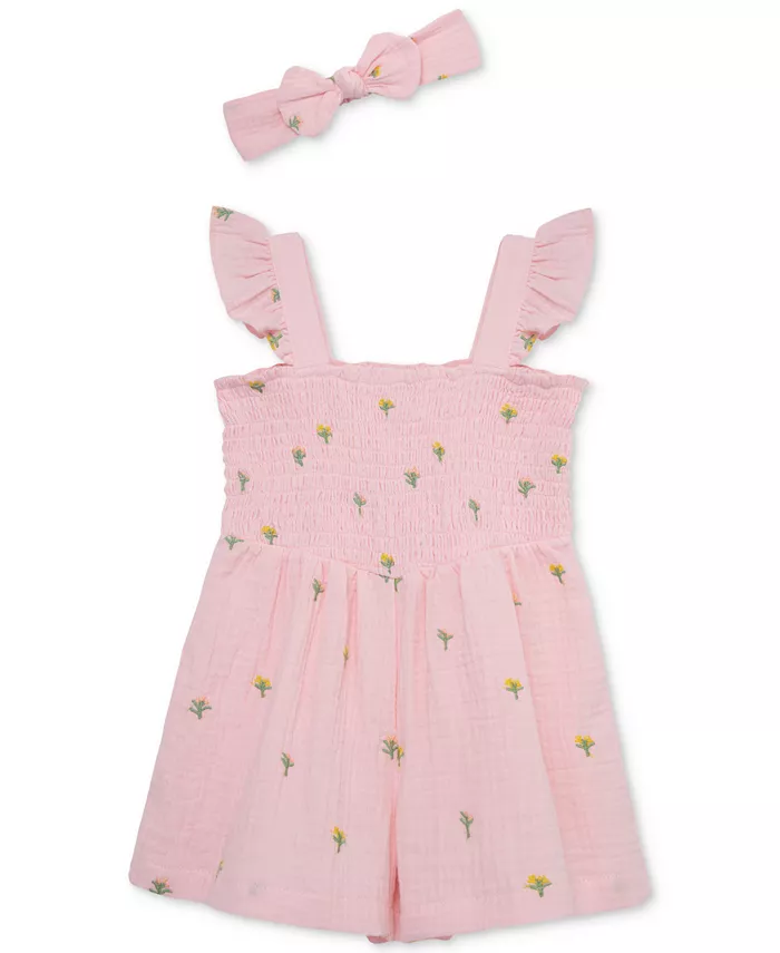 Комплект для девочек из 2 предметов: вязаный хлопковый комбинезон с цветочным принтом Schiffli и повязка на голову Little Me, розовый
Комплект для девочек из 2 предметов: вязаный хлопковый комбинезон с цветочным принтом Schiffli и повязка на голову Little Me, розовый