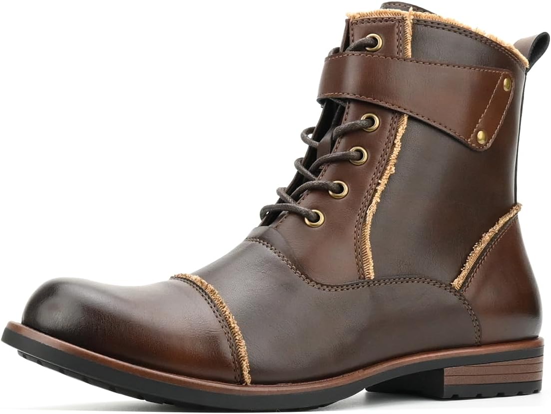 Мужские ботинки WEOOAR для мотоциклиста, повседневные ботинки для мужчин, шнуровка, ботинки до щиколотки с молнией, байкерские ботинки, коричневый
Мужские ботинки WEOOAR для мотоциклиста, повседневные ботинки для мужчин, шнуровка, ботинки до щиколотки с молнией, байкерские ботинки, коричневый