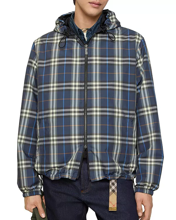 Двусторонняя клетчатая куртка с капюшоном Burberry, синий
Двусторонняя клетчатая куртка с капюшоном Burberry, синий