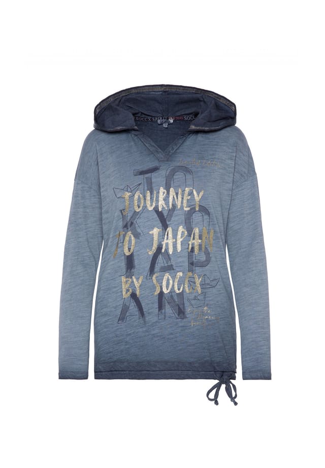 Рубашка с длинными рукавами коннитива с капюшоном Soccx, синий 
Рубашка с длинными рукавами коннитива с капюшоном Soccx, синий