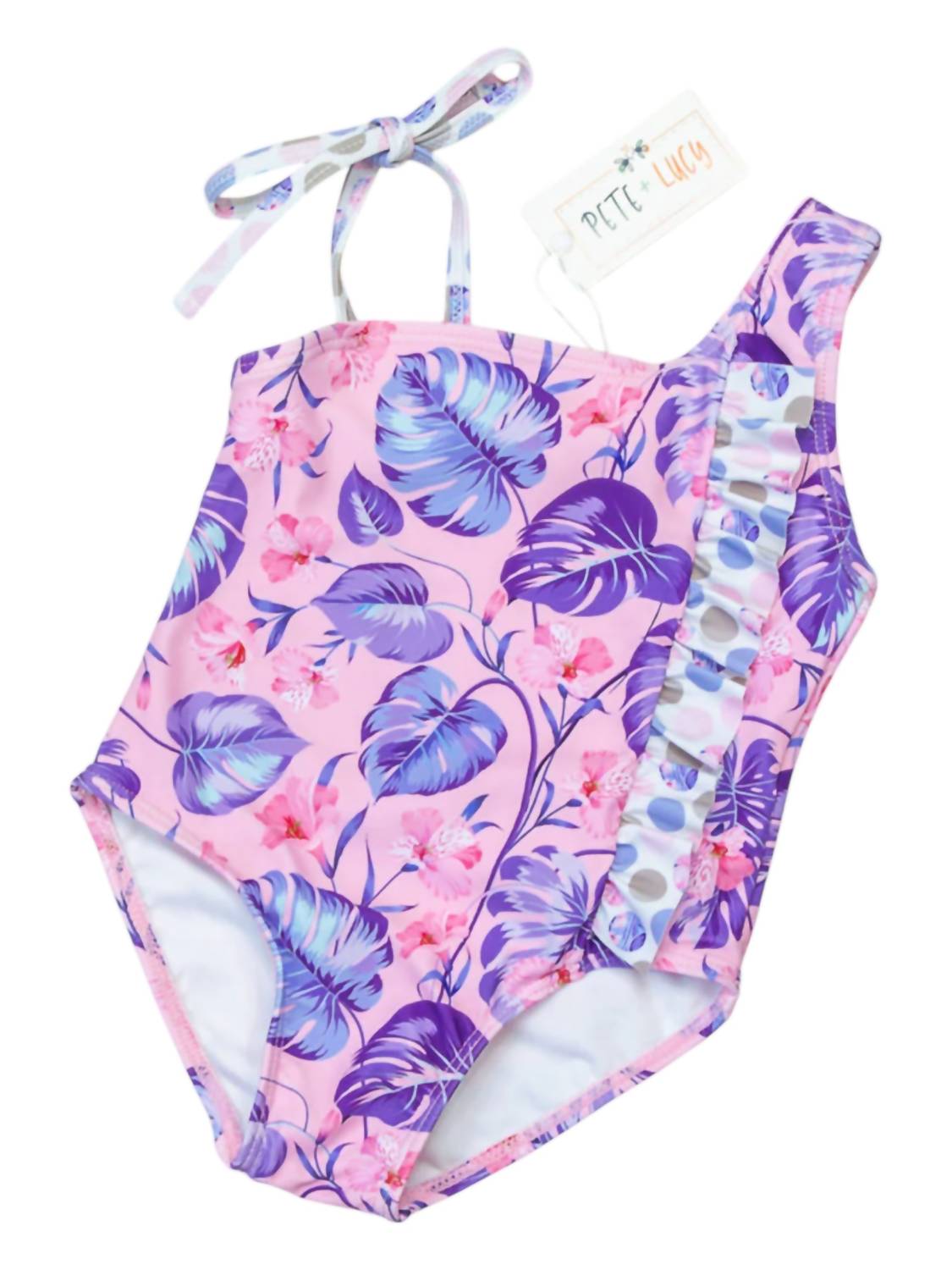 Тропический купальник для девочек в сиреневом цвете Pete + Lucy
Тропический купальник для девочек в сиреневом цвете Pete + Lucy